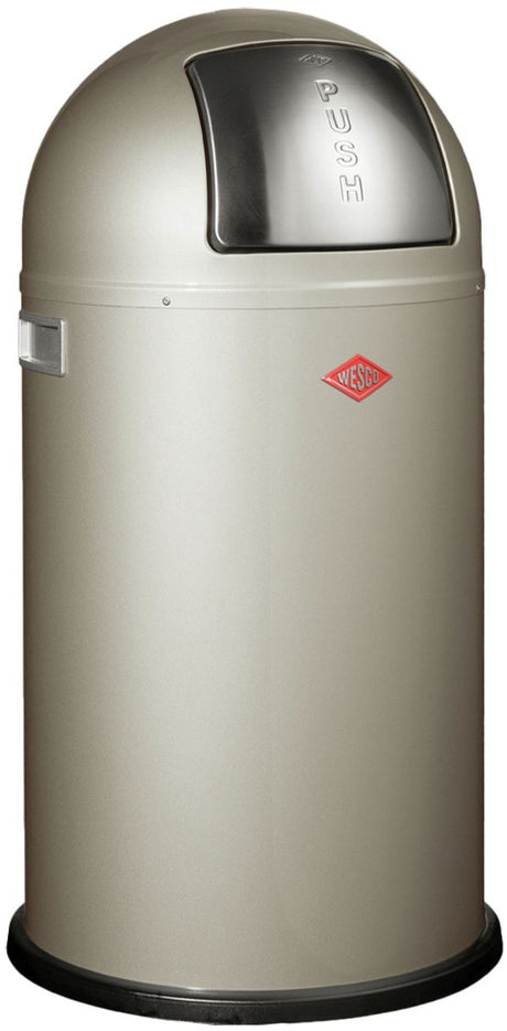 Wesco Pushboy Abfallbehälter | 50 Liter | Metall - Neusilber | Mülleimer - hergestellt in Deutschland