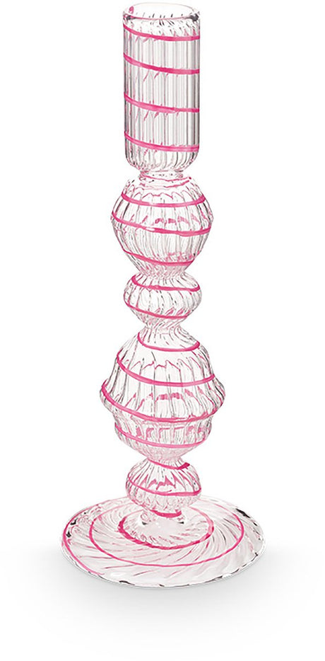 Pip studio - kandelaar - woonaccessoires - roze kaarsenhouder - glas swirl - 22cm