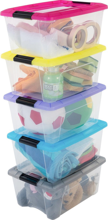 Iris Topbox-Aufbewahrungsbox – 15 l – Kunststoff – transparent mehrfarbig – 5er-Set