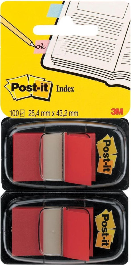 Post-it® Register Duo Pack rot – 25,4 x 43,2 mm – 50 Tabs Spender