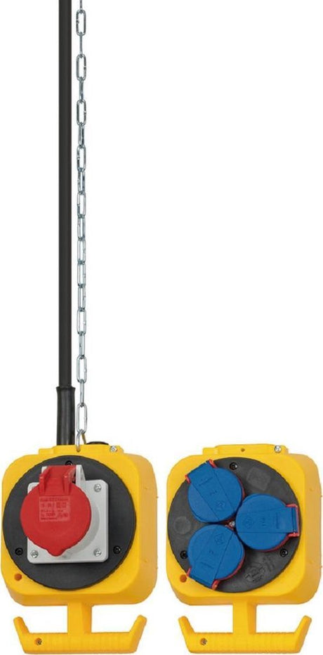 Brennerstuhl CEE Stromverteiler IP44 Verteilerblock für Innen und Außen mit 5m H07RN-F 5G1,5 Kabel (3 x Steckdosen, 1x CEE Steckdose, Made in Germany)