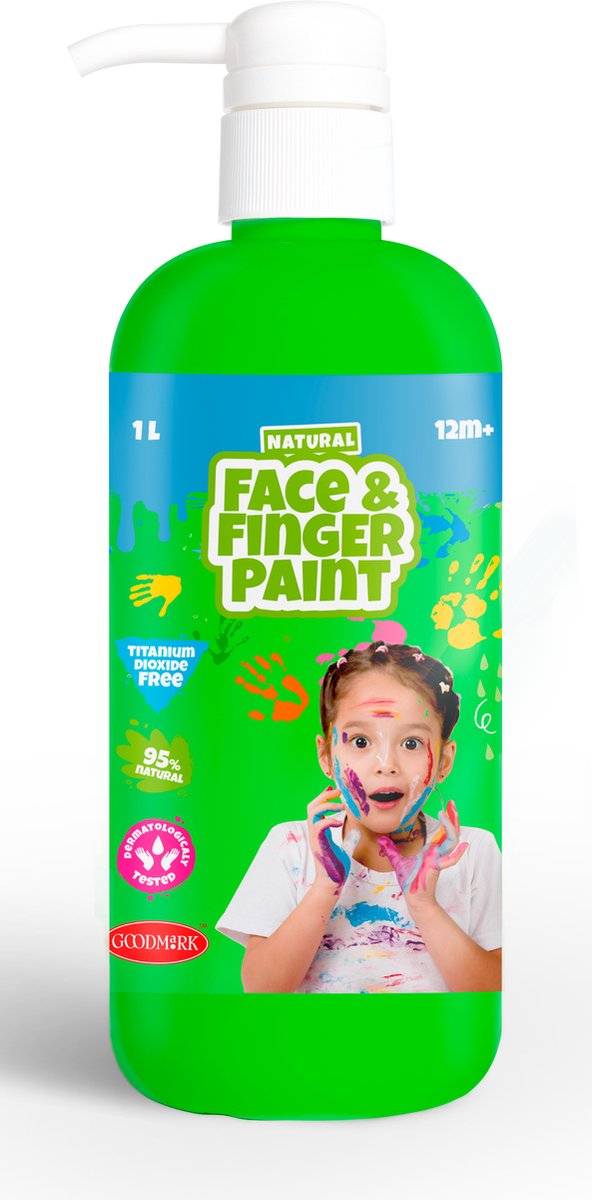 Boti natürliche Gesichts-Fingermalfarbe, Flasche mit Pumpe – grün, 1 l