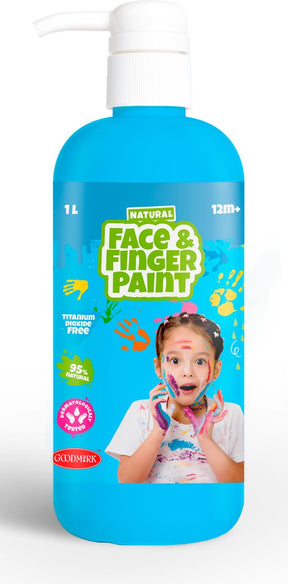 Natürliche Fingerfarben-Gesichtsflasche mit Pumpe – blau, 1 l – Gesichtsfarbe