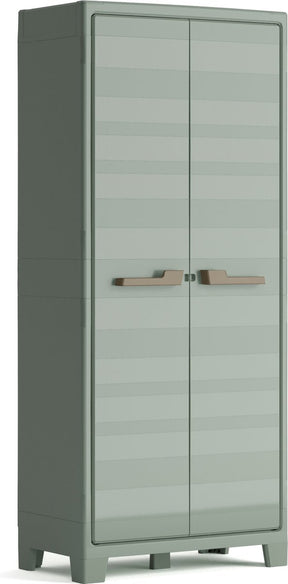 Keter Planet Outdoor-Aufbewahrungsschrank hoch – 3 Regale – 80 x 44 x 182 cm – grau schwarz