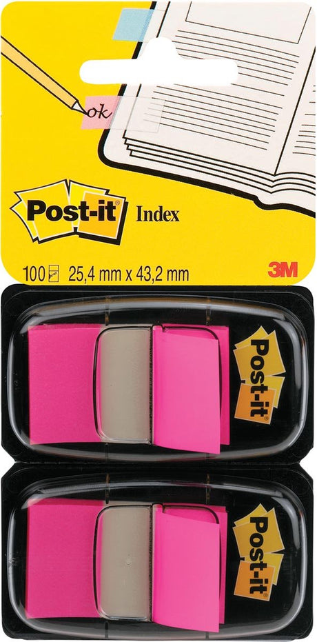 Post-it ã‚â® index standaard, duo pack, lichtroze, 25.4 x 43.2 mm, 50 tabs dispenser