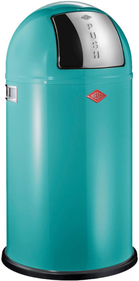 Wesco pushboy prullenbak | 50 liter | metaal - turkoois | vuilnisbak - made in germany
