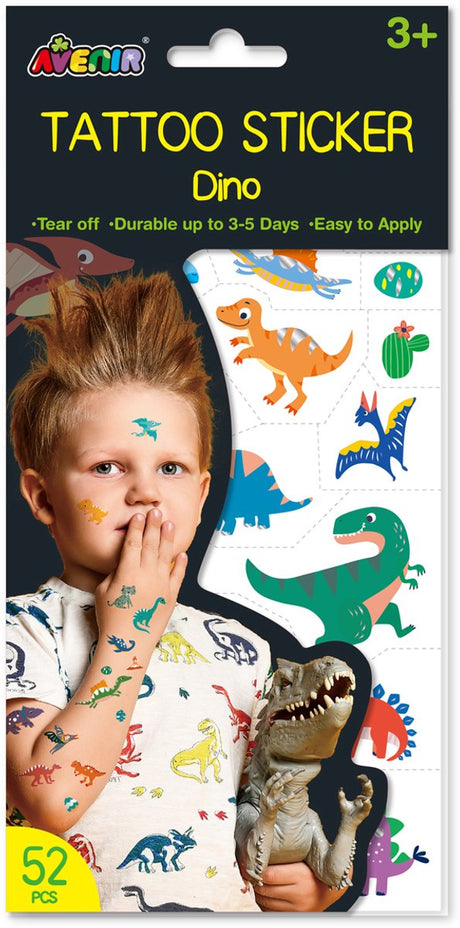Avenir Tattoo-Aufkleber – Dinosaurier – 52 Stück – hält 3 bis 5 Tage – 3 Jahre