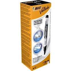 Bic Whiteboard-Marker Velleda 1,5 mm rund, schwarze Box – 12 Stück