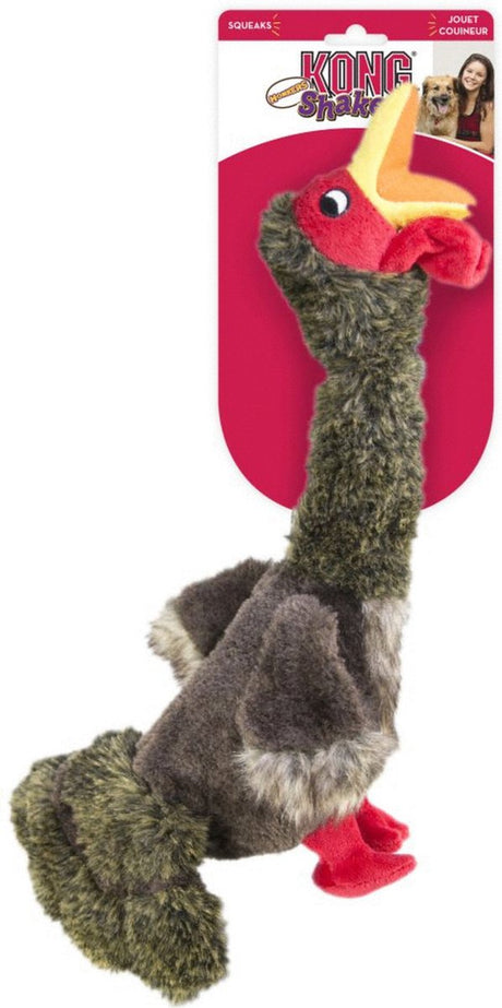 Kong Shaker Honkers Truthahn – Hundespielzeug – braun, rot, gelb, groß