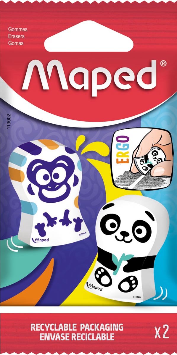 Maped Office Maped Radiergummi Ergo Fun | Blister mit 2 Stück