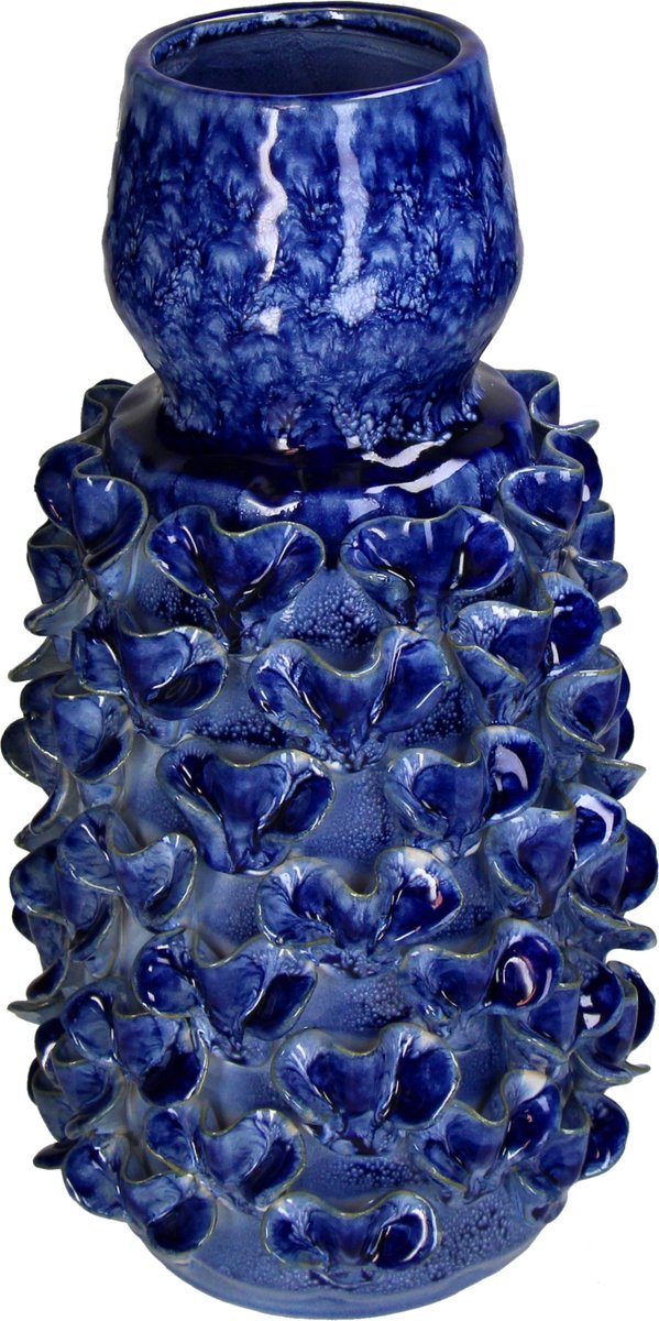 Hd collection vaas aardewerk blauw 17x17x32.5cm