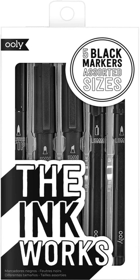 Ooly – The Ink Works – schwarze Tintenmarker mit 5 verschiedenen Spitzen