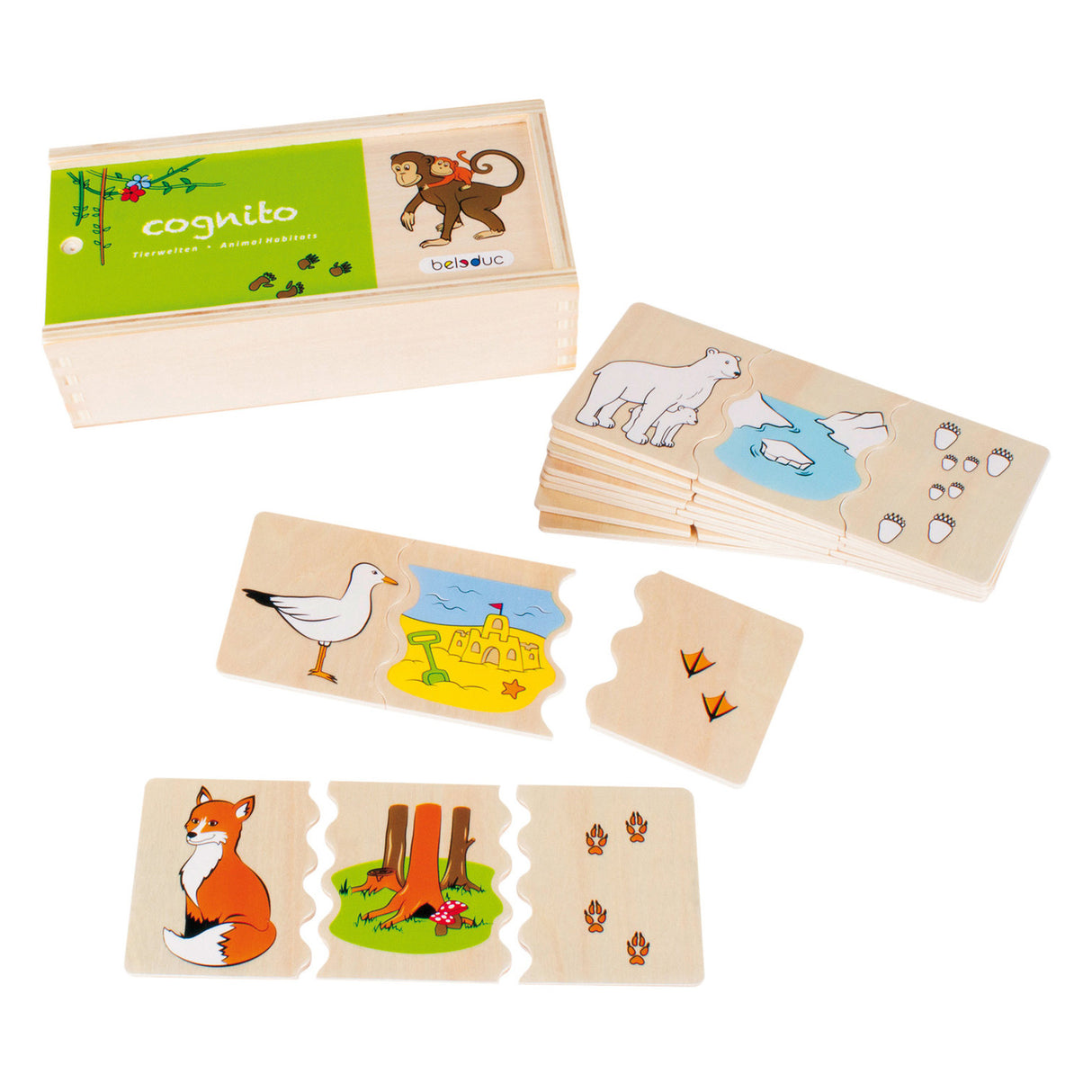 Beleduc Cognito Tiermanieren erkennen Kinderspiel aus Holz