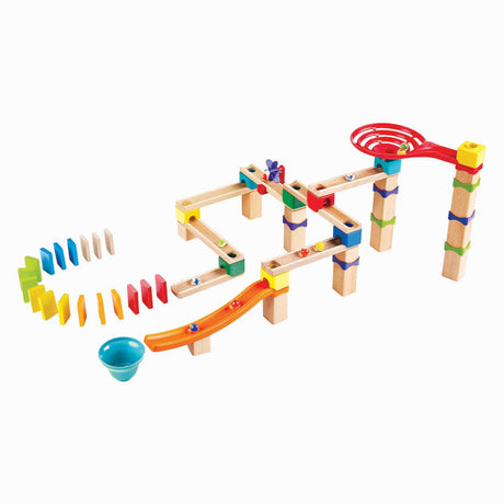 Hape Kugelbahn mit Domino – Rasante Kugelbahn Bauset 81 Teile, ab 3 Jahren