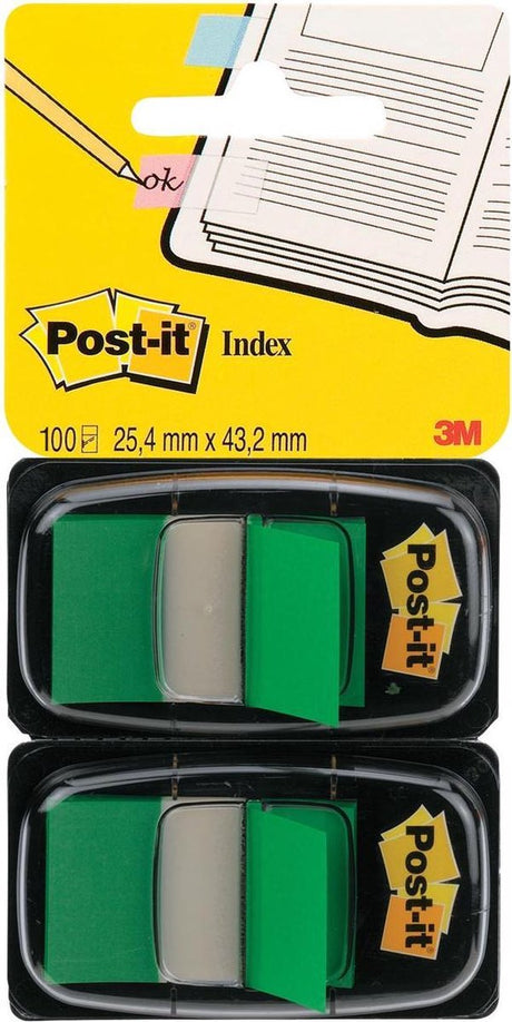 Post-it® Index Standard Duo Pack, grün, 25,4 x 43,2 mm, 50 Tabs Spender