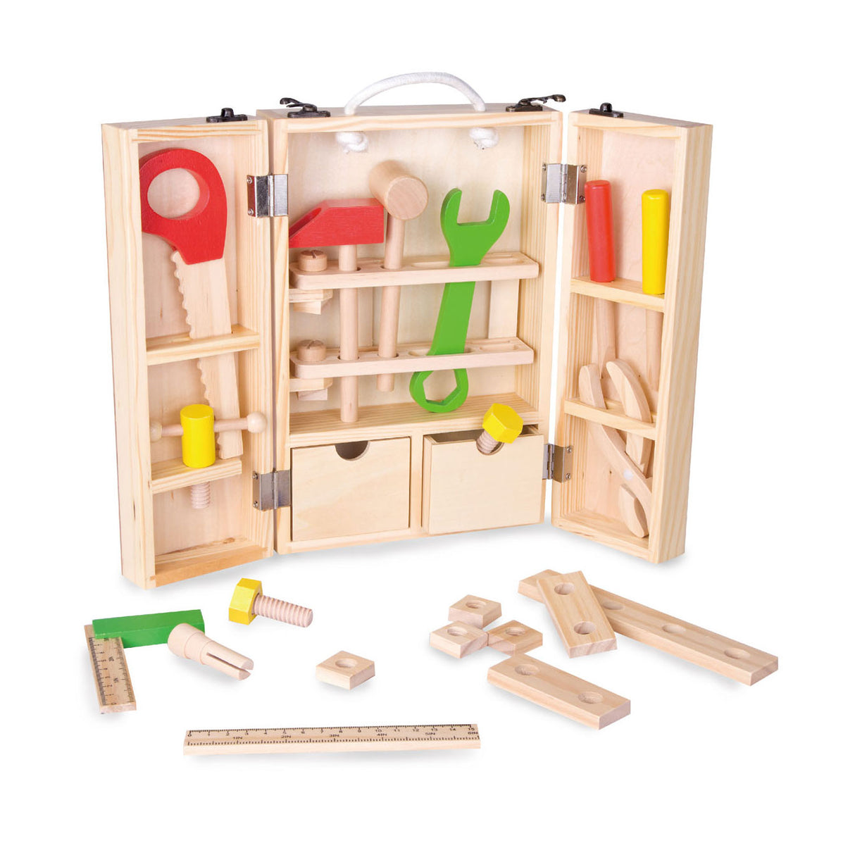 Classic World Werkzeugkoffer aus Holz, 35-teilig.