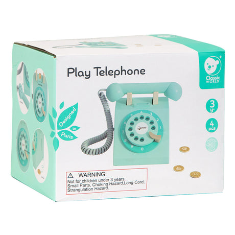 Classic World Retro-Telefon aus Holz, türkis