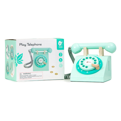 Classic World World Retro-Telefon aus Holz, Türkis
