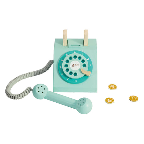 Classic World Retro-Telefon aus Holz, türkis