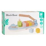 Classic World World Holzblockboot mit Kran, 13-tlg.