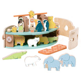 Classic World Bootsbauset „Arche Noah“ aus Holz mit Tieren, 16-teilig.