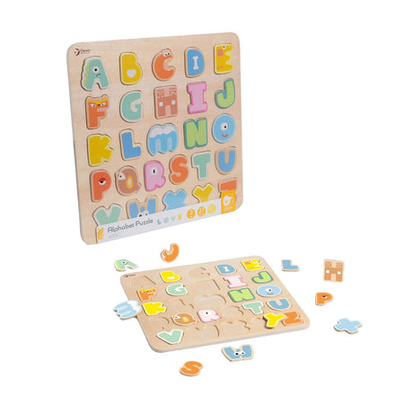 Klassisches Welt-Alphabet-Puzzle aus Holz, Lernspielzeug, 27 Teile.