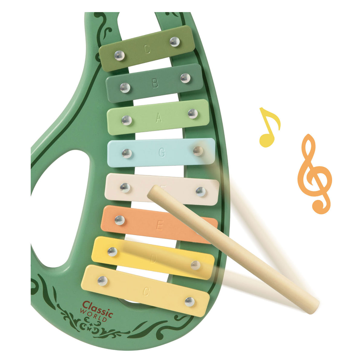 Klassisches Welt-Holzmusikinstrumenten-Set mit 5-teiligen Vintage-Spielzeugen.