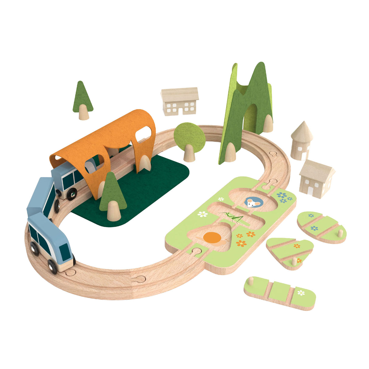 Classic World Holzeisenbahn-Spielset, 40-teilig.