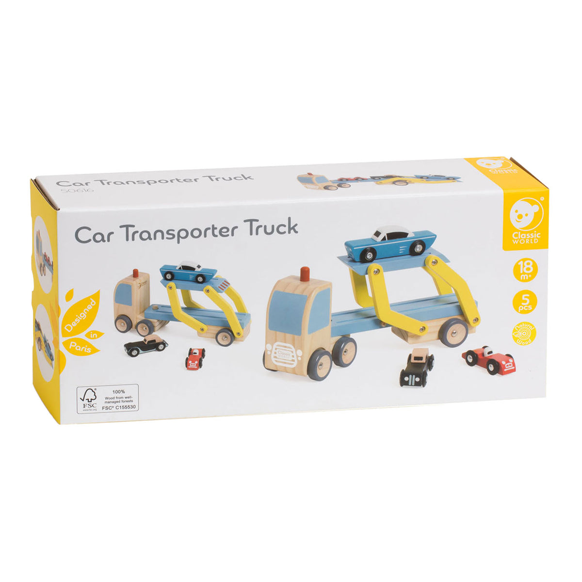 Lobbes Toys BV Classic World Holztransporter mit 3 Autos