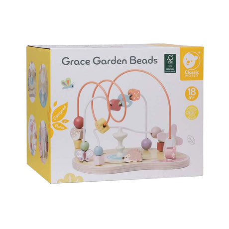 Klassisches Lernspielzeug für Motorik-Spiralen aus Holz für den Garten.