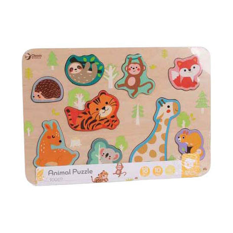 Classic World Holzeinlegepuzzle Tierpuzzle, 10-tlg.