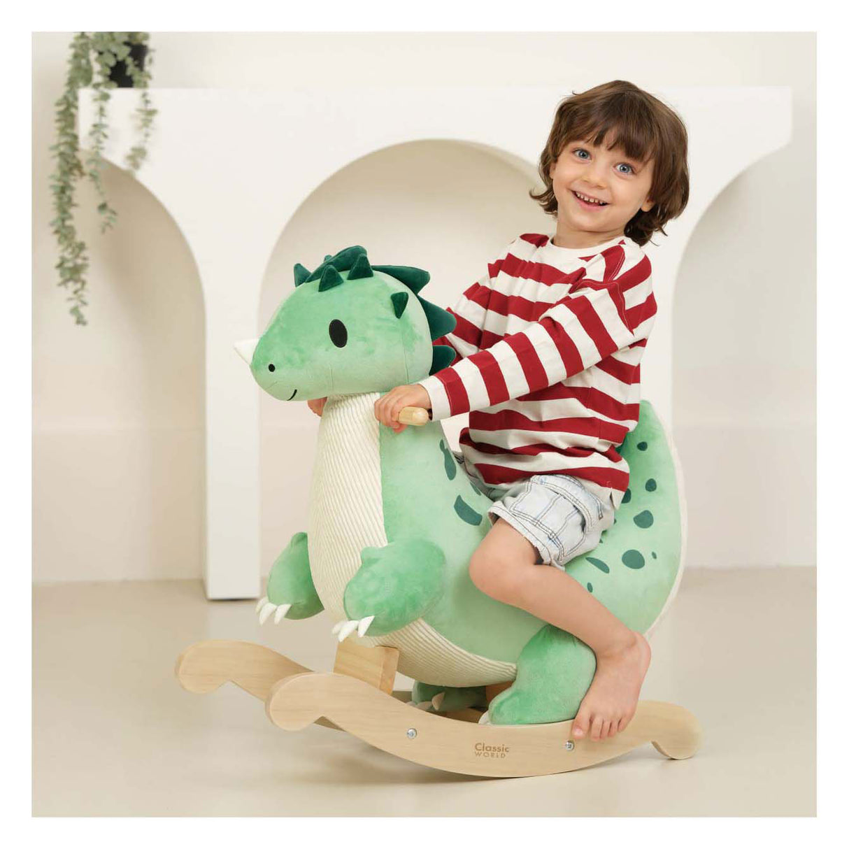 Klassisches Welt-Schaukelpferd-Dinosaurier aus Holz