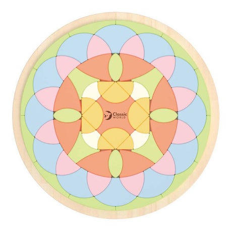 Klassisches Welt-Mandala-Puzzle aus Holz in Blumenform, Montessori-Spielzeug