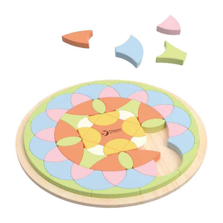 Klassisches Welt-Mandala-Puzzle aus Holz in Blumenform, Montessori-Spielzeug