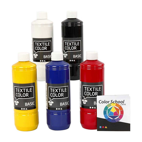 Creativ Company Textilfarbe - Grundfarben, 5x500ml