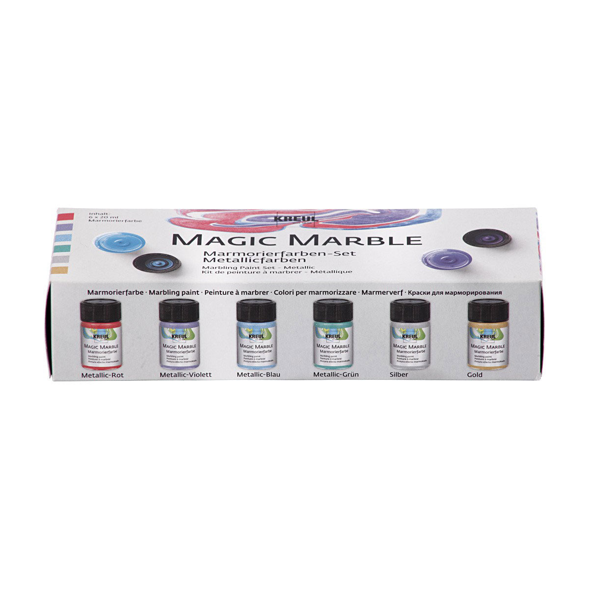 Creativ Company Marmorfarbe – Metallic-Farben, 6 x 20 ml