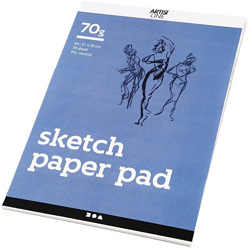 Creativ Company Skizzenblock, A4, Blatt 210 x 297 mm, 70 g, weiß, 70 Blatt 1 Box