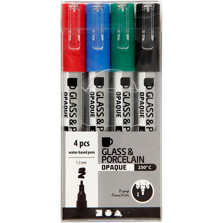 Kreativunternehmen https: www.cchobby.nl Glas-Porzellan-Marker-Linienstärke-1-2-mm-halbopak-schwarz-blau-grün-rot-4-teilig-1-Box