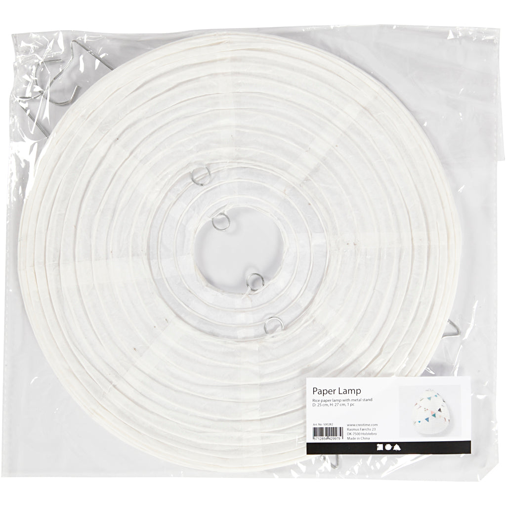 Creativ Company Reispapierlampe weißer Tropfen, 27cm