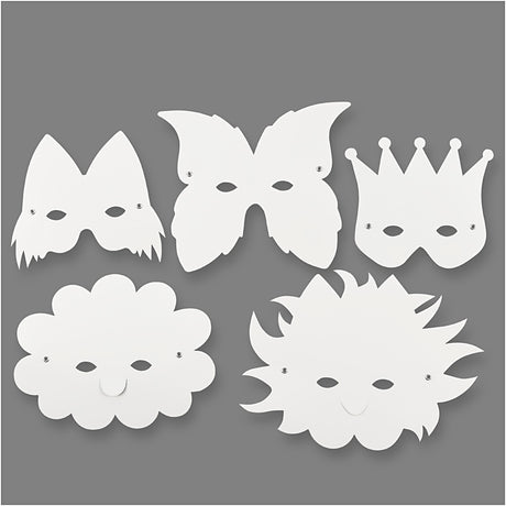 Kreativunternehmen https: www.cchobby.nl Fantasy-Masken-einschließlich-elastischer-h-15-20-cm-230-gr-weiß-5-teilig-1-Box
