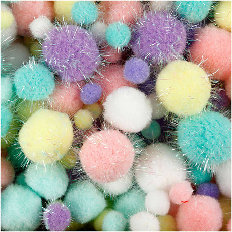 Kreativunternehmen https: www.cchobby.nl pompoms-d-15-40-mm-glitter-ca-400-piece-pastelcolours-400-gr-1-box