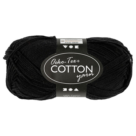 Creativ Company Baumwollgarn, schwarz, 50gr, 170m