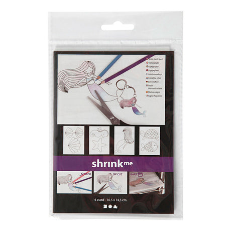 Kreativunternehmen https: www.cchobby.nl sheet-shrink-foil-with-motifs-mermaid-sheet-10-5x14-5-cm-thickness-0-3-mm-matt-transparent-4-sheet-1-box