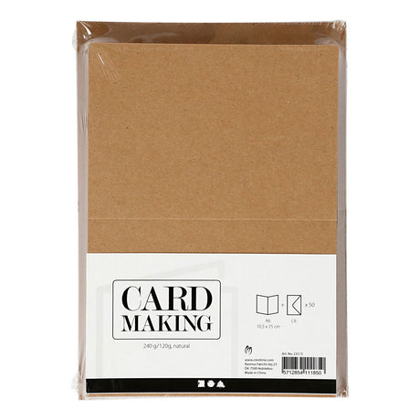Kreativkarten und Umschläge naturel, 50 Sets