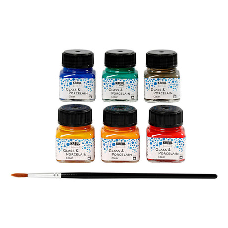 Kreul Glas- und Porzellanfarben-Set, klar, 6 x 20 ml