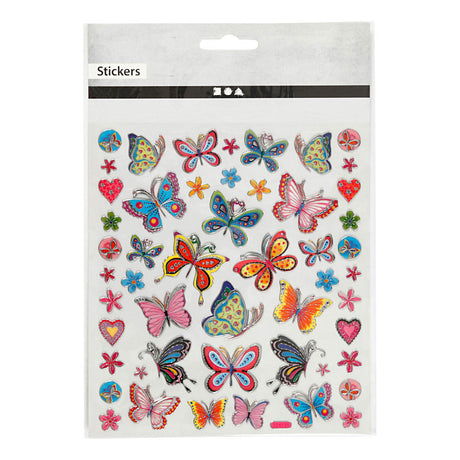 Creativ Company Aufkleber Blumen und Schmetterlinge, 1 Blatt