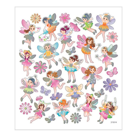 Creativ Company Aufkleber Feen – selbstklebende Aufkleber – transparente Kunststofffolie – mit Silberfolien-Glitzerlack-Details – geeignet für Kartenbasteln – 15 x 16,5 cm – 1 Set