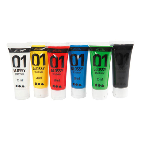 Creativ Company Acrylfarbe für Kidneren Glossy Standard Colors, 6x20ml