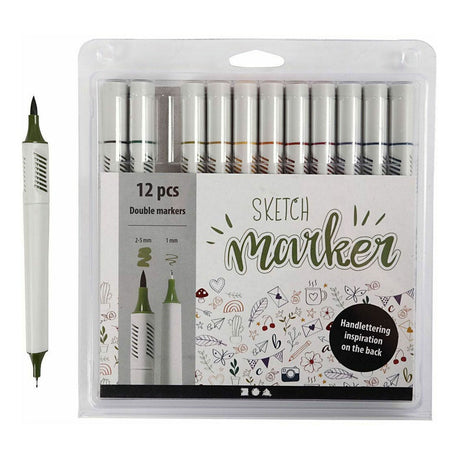 Creativ Company Handschriftmarker Farbe, 12 Stk. doppelseitig
