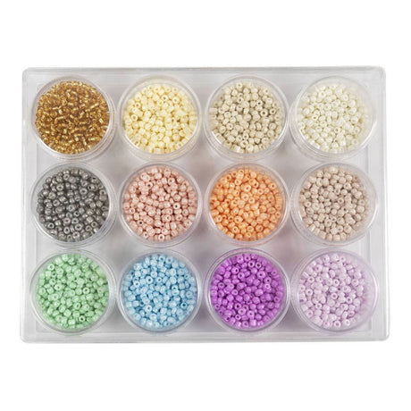 Kreativfirma Rocailles runde Glasperlen 3 mm Pastellfarben, 12x17 Gramm